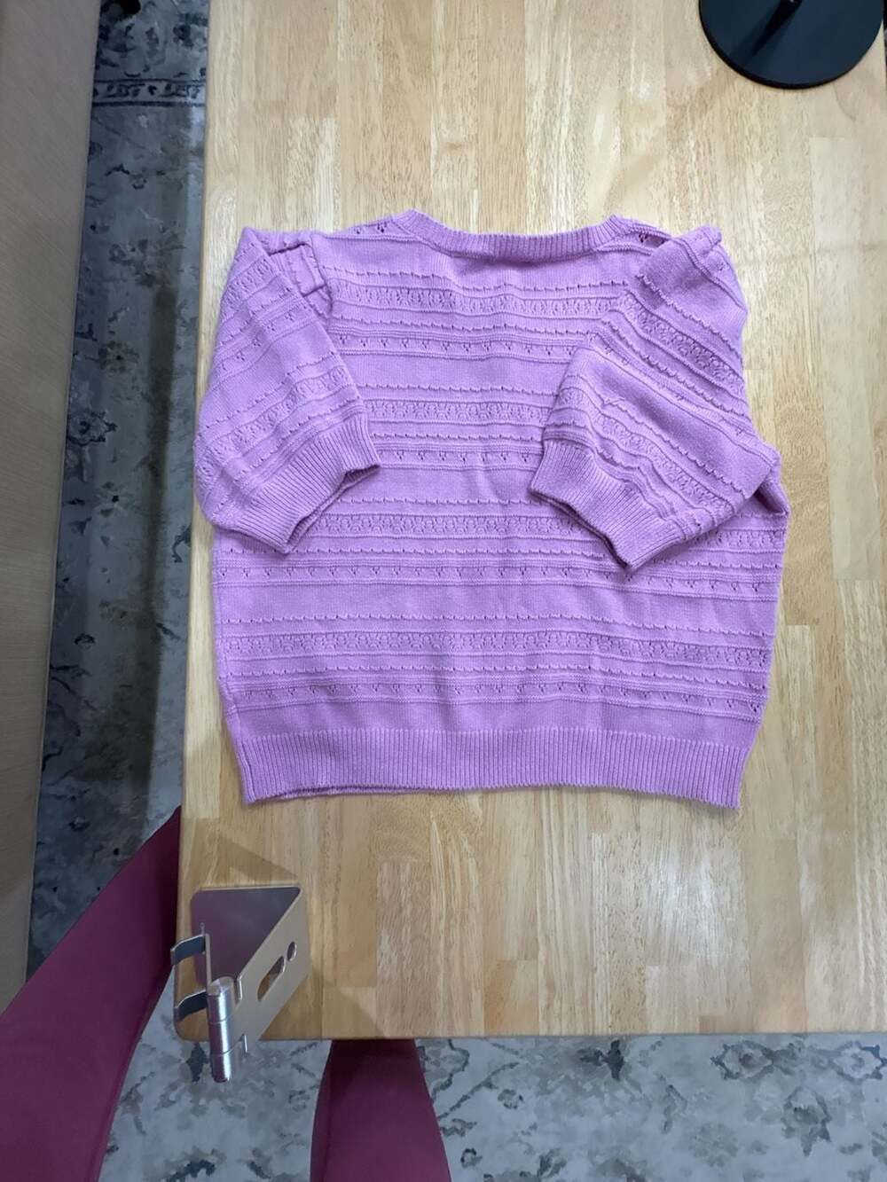 Draper James RSVP Purple Short Sleeve Button Front Pointelle Knit Sweater XL - Picture 5 of 6